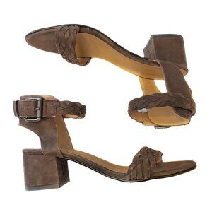 Garnet Hill Ava Ankle Strap Suede Block Heel Sandals Size 38